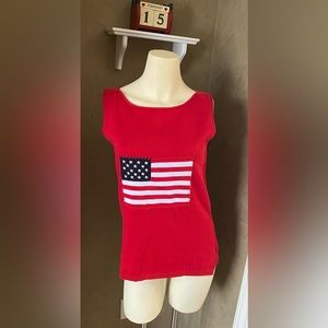 Rafaella Women's American Flag Sleeveless Sweater sweater tank Size M